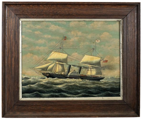 19th Century Oil on Panel of the RMSPC Steam Ship LA PLATA. dated 1876