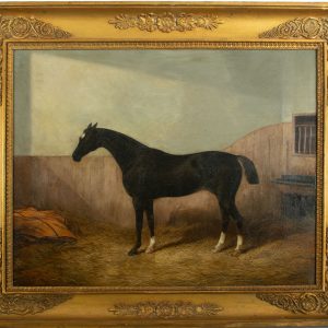 Albert CLARK (Actif 1821-1910) Cheval à l’écurie Toile d’origine, signé