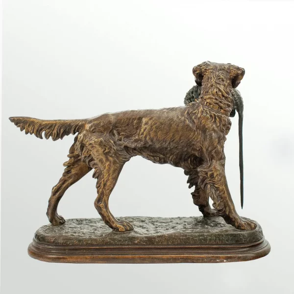 Jules MOIGNIEZ (1835-1894) - Large Statue of a Hunting dog holding a pheasant - Image 2