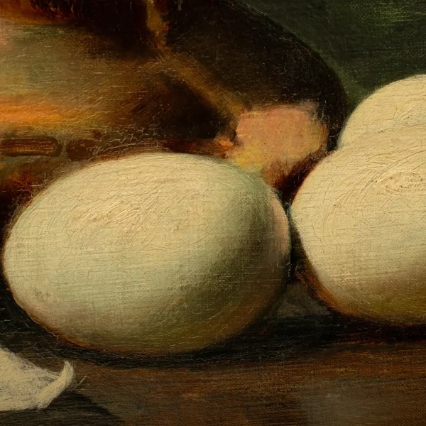 Exquisite "COMPOSITION WITH SHRIMPS & EGGS" - L Dupuis, oil on panel 19 century - Image 5