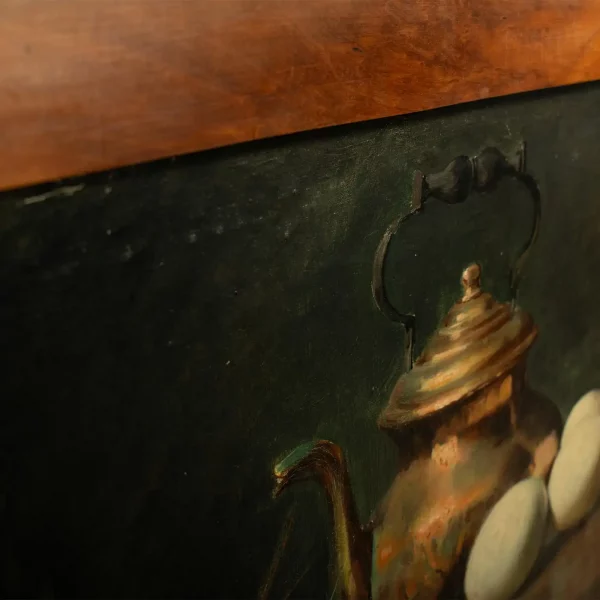 Exquisite "COMPOSITION WITH SHRIMPS & EGGS" - L Dupuis, oil on panel 19 century - Image 7