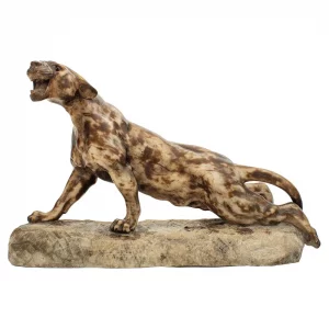 Art Deco Alabaster sculpture depicting a Roaring Tiger, early 20th century
