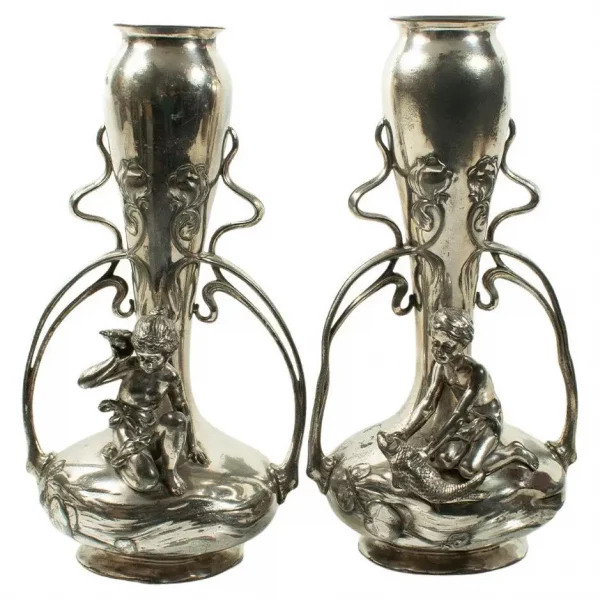 Rare Pair of ART NOUVEAU Vases by WMF, Circa 1900