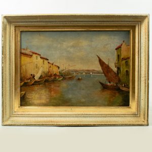 LASSON Port à Venise Huile sur toile