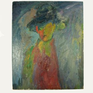 Nicole Devraigne - French oil on board - The Man in the Hat