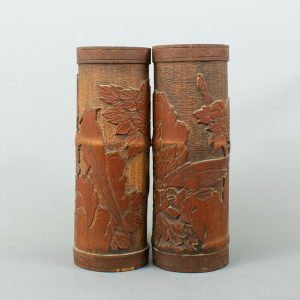 Paire de Bitong Chinois, Pots à Pinceaux - Dynastie Qing