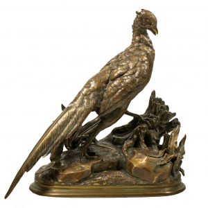 Pheasant & Stoat - Bronze by Jules Moigniez