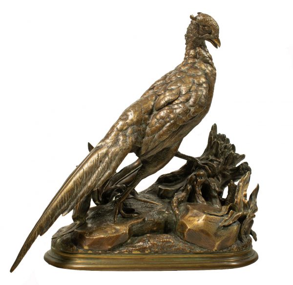 Pheasant & Stoat - Bronze by Jules Moigniez