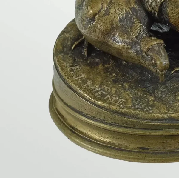 Beautiful BRONZE OF COCK & HEN PIGEONS signed Pierre-Jules Mêne (1810 – 1879) - Image 4