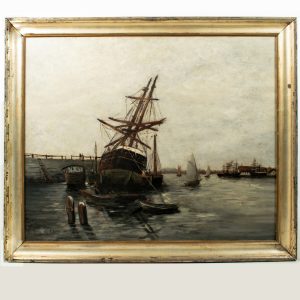 R. MANSON (XIX-XXème) Bateaux au port, 1904