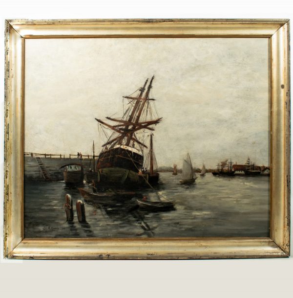 R. MANSON (XIX-XXème) Bateaux au port, 1904