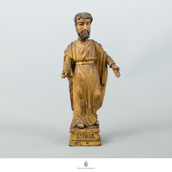 Saint Paul Statuette en bois polychrome - XVIII Ème.