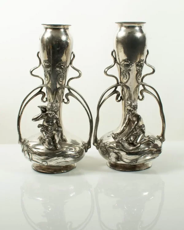 Rare Pair of ART NOUVEAU Vases by WMF, Circa 1900 - Image 8