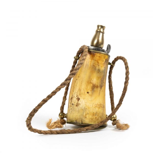 Antique Powder Flask – 19th Century Horn with Brass Fittings - Image 3