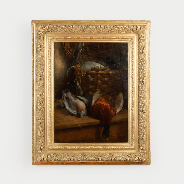 H. Tickner 1901 still life with pheasant, pigeons and partridges