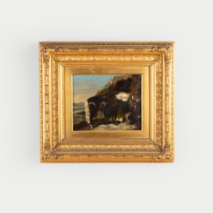 John Frederick II HERRING (1815-1907) - Young boy with a pony and his dogs