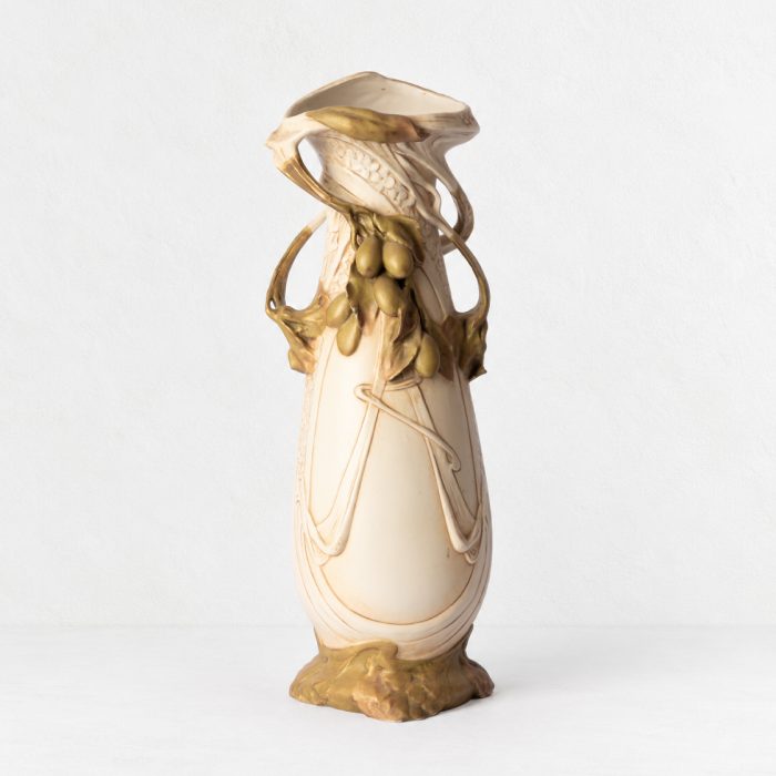Antique Royal Dux Art Nouveau Vase – Applied Fruit & Organic Motifs