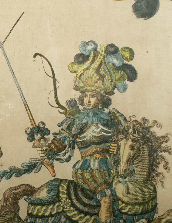 "Armiger et Ephebus Indi" — Hand-Coloured Engraving - Grand Carrousel 1662 - Image 3