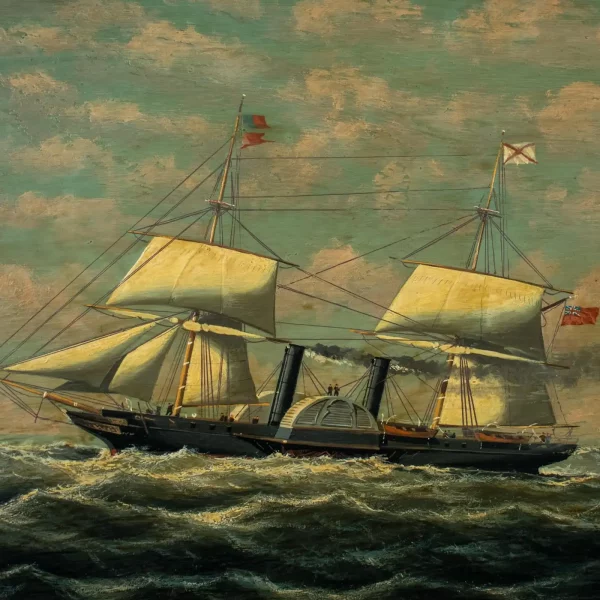 19th Century Oil on Panel of the RMSPC Steam Ship LA PLATA. dated 1876 - Image 3