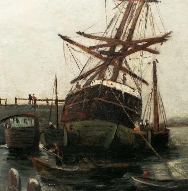 R. Manson (c19th-20th) LOW TIDE, SHIPS IN THE HARBOUR, 1904, oil on canvas - Image 2