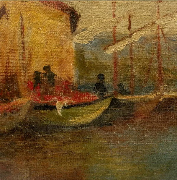 VENETIAN PORT by Lasson Oil on Canvas Signed, late 19 century - Image 7