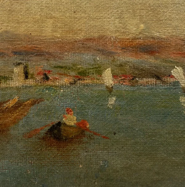 VENETIAN PORT by Lasson Oil on Canvas Signed, late 19 century - Image 8