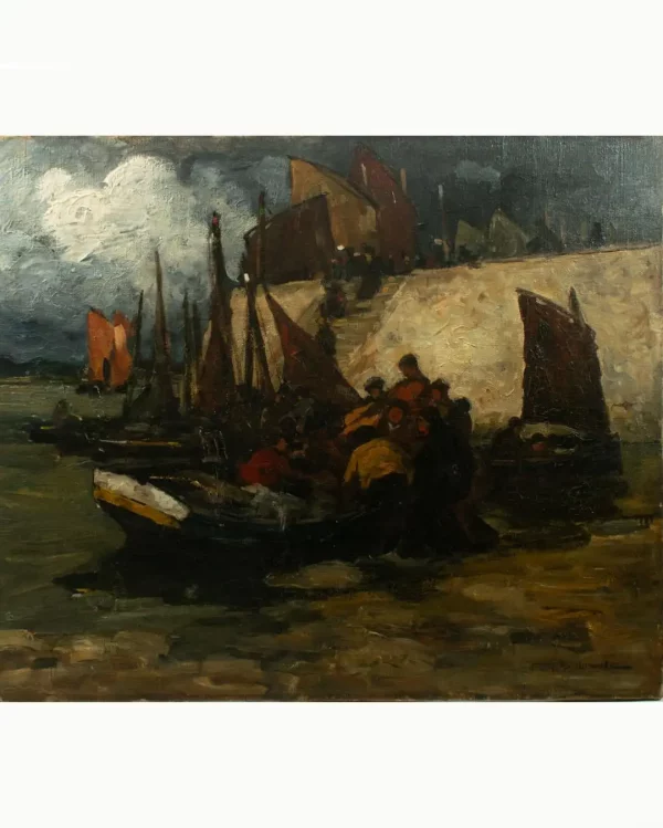 Gustave Babin (1865–1939) — Post Impressionist "Breton Harbour Scene" - Image 4