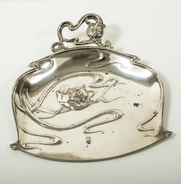 French ART NOUVEAU Silver-Plated Crumb Brush and Pan Set by Victor Saglier - Image 3