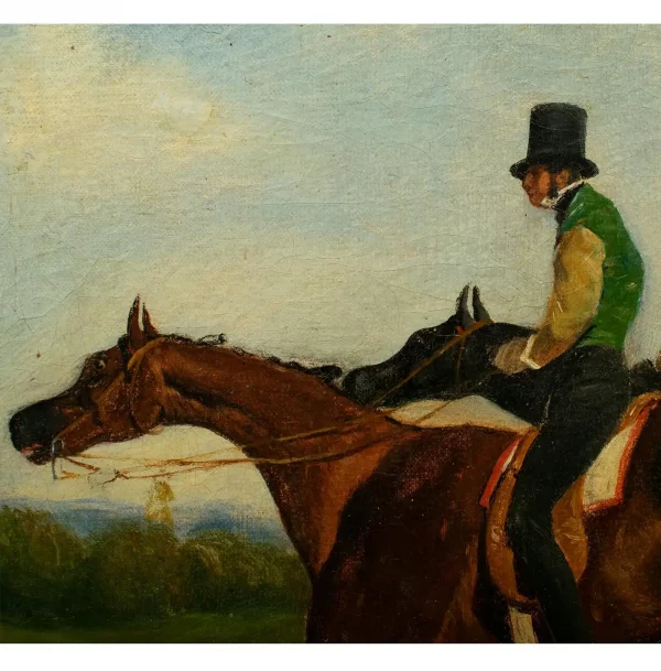 La Petite Course No. 9 Horse racing - Oil on Canvas after Alfred de Dreux. c1842 - Image 3