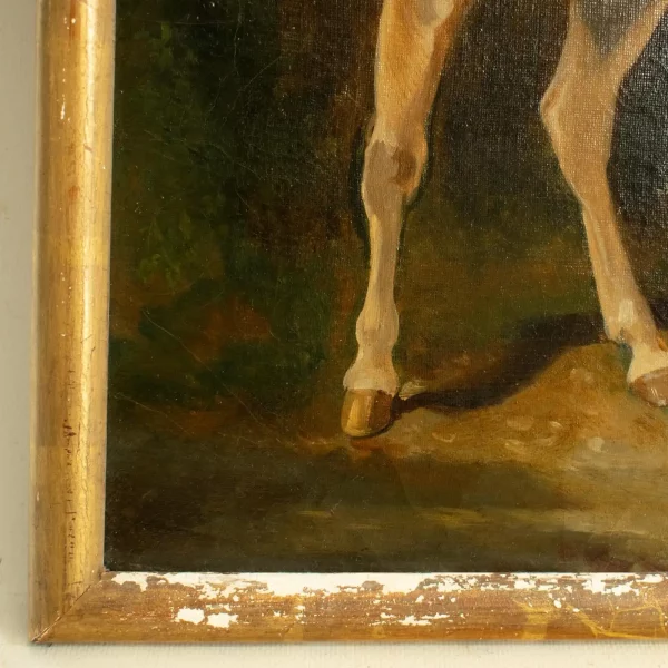 La Petite Course No. 9 Horse racing - Oil on Canvas after Alfred de Dreux. c1842 - Image 5