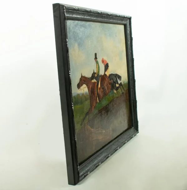 La Petite Course No. 9 Horse racing - Oil on Canvas after Alfred de Dreux. c1842 - Image 6