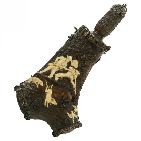 Fine Carved German or Austrian 18th Century Stags Horn Powder Flask - Image 7