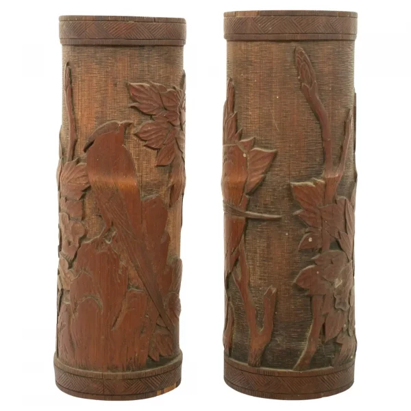 Pair of CHINESE BAMBOO BRUSH POTS