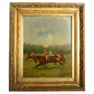 The Start of the Race - French School, 19th Century Oil on Panel