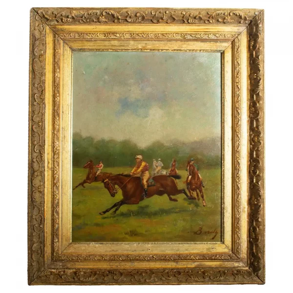 The Start of the Race - French School, 19th Century Oil on Panel