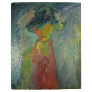 Nicole Devraigne - French oil on board - The Man in the Hat