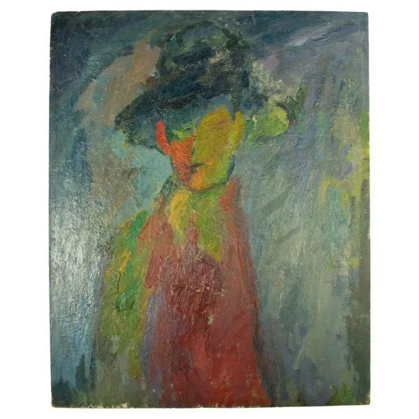 Nicole Devraigne - French oil on board - The Man in the Hat