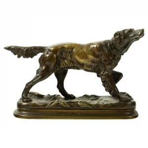 Bronze Sculpture by Jules Moigniez (1835–1894) Hunting Spaniel - 19th Century