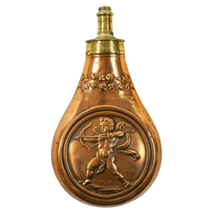 Small French PISTOL FLASK, CUPID, 19th Century