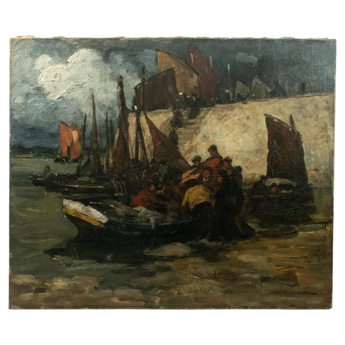 Gustave Babin (1865–1939) — Post Impressionist "Breton Harbour Scene"