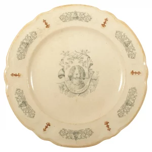 Antique French Ironstone Plate – “L’Ami du Chasseur”, Château de Courtry