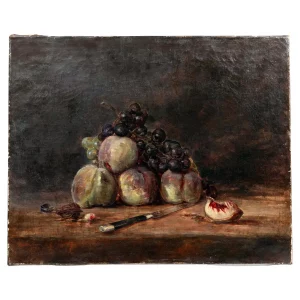 E. de Christiani 19 Century “Still life with Peaches”, 1899 Oil on canvas