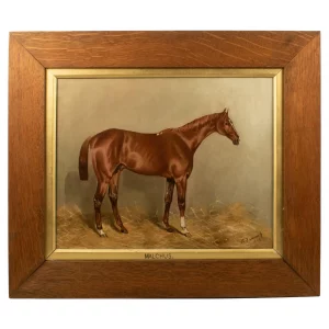 John Charles Tunnard - Oil on Canvas Portrait of a Chestnut Racehorse dated 1895