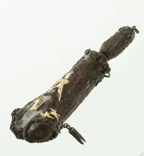 Fine Carved German or Austrian 18th Century Stags Horn Powder Flask - Image 5