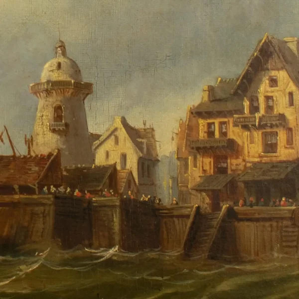 French Mediterranean Port, early 19th century, oil on Canvas - Image 3