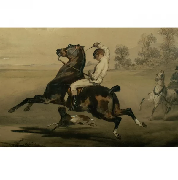 Lithograph Le Poney after Alfred de Dreux, coloured by Loeillot et Ciceri c1840 - Image 3