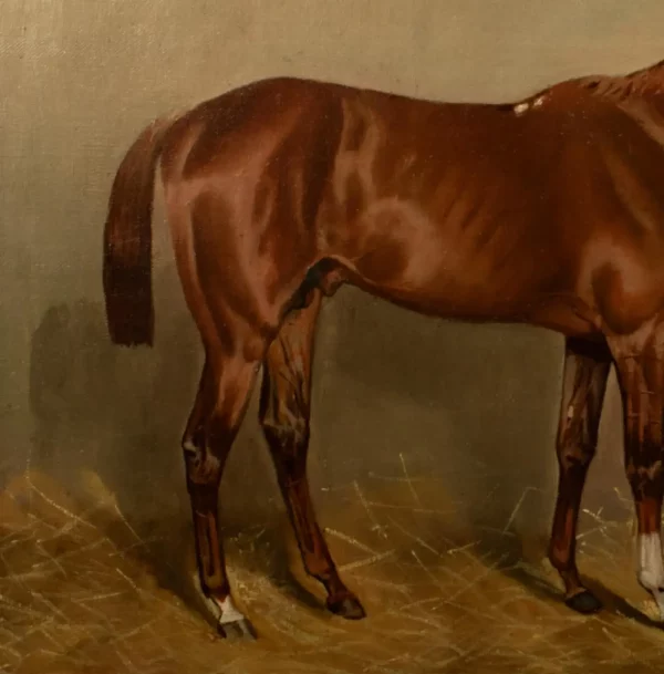 John Charles Tunnard - Oil on Canvas Portrait of a Chestnut Racehorse dated 1895 - Image 7