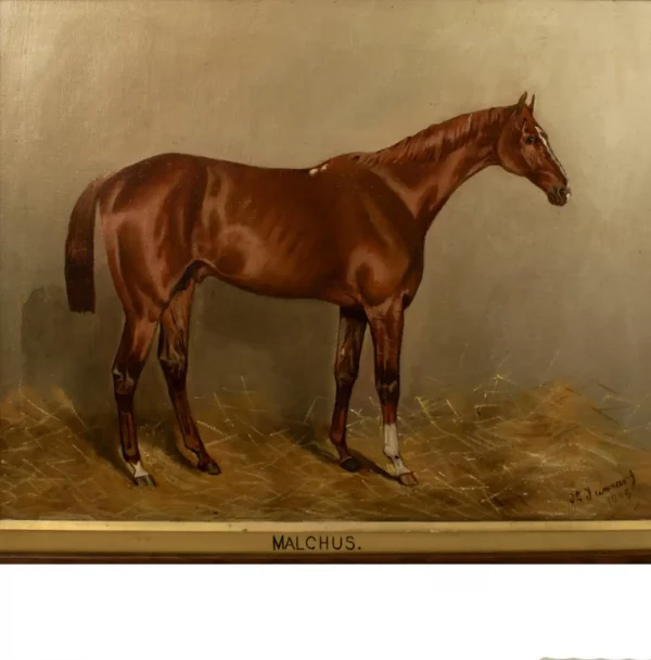 John Charles Tunnard - Oil on Canvas Portrait of a Chestnut Racehorse dated 1895 - Image 10