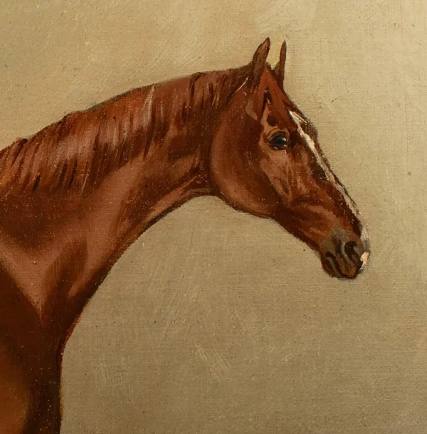 John Charles Tunnard - Oil on Canvas Portrait of a Chestnut Racehorse dated 1895 - Image 8