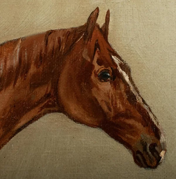 John Charles Tunnard - Oil on Canvas Portrait of a Chestnut Racehorse dated 1895 - Image 4